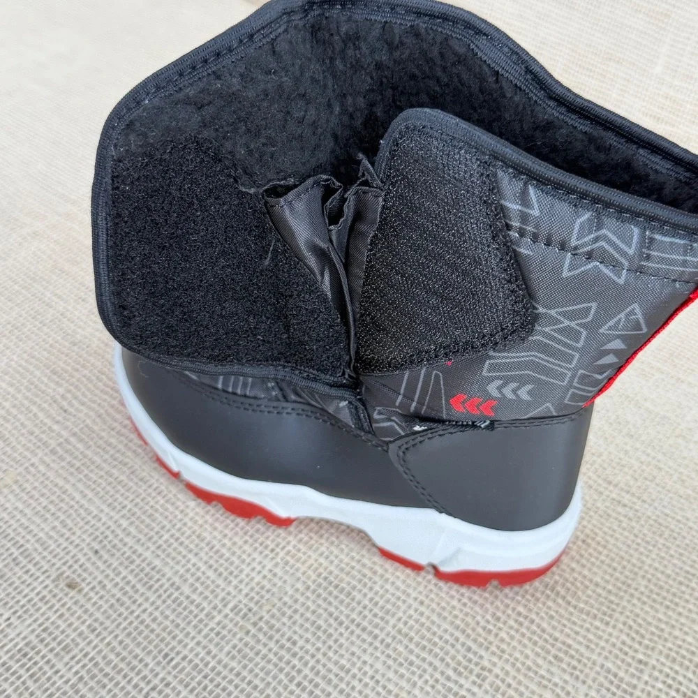 Merence Kids Black Red Faux Fur Lined Snow Boots Size EU 28‎ US 11 Toddler